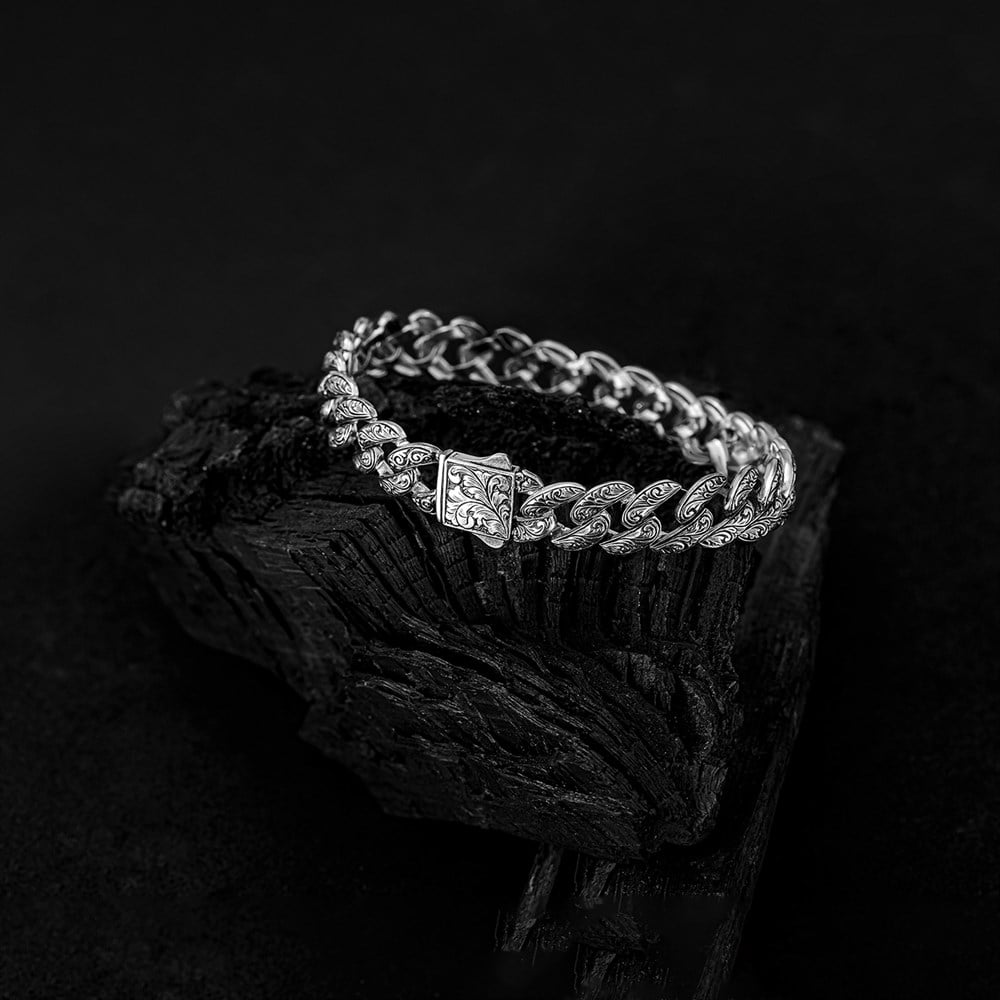 Örgü Model Kalem İşçilikli Gümüş Bileklik