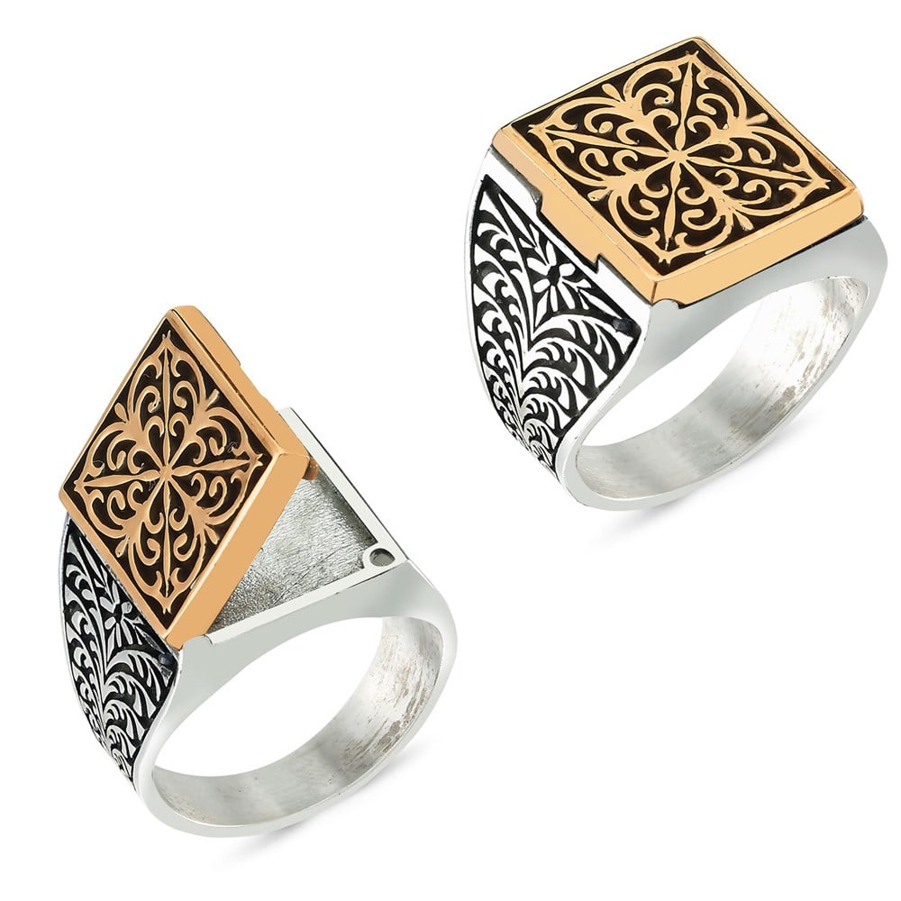 Osmanlı Desenli Açılır Kişiye Özel Gümüş Yüzük