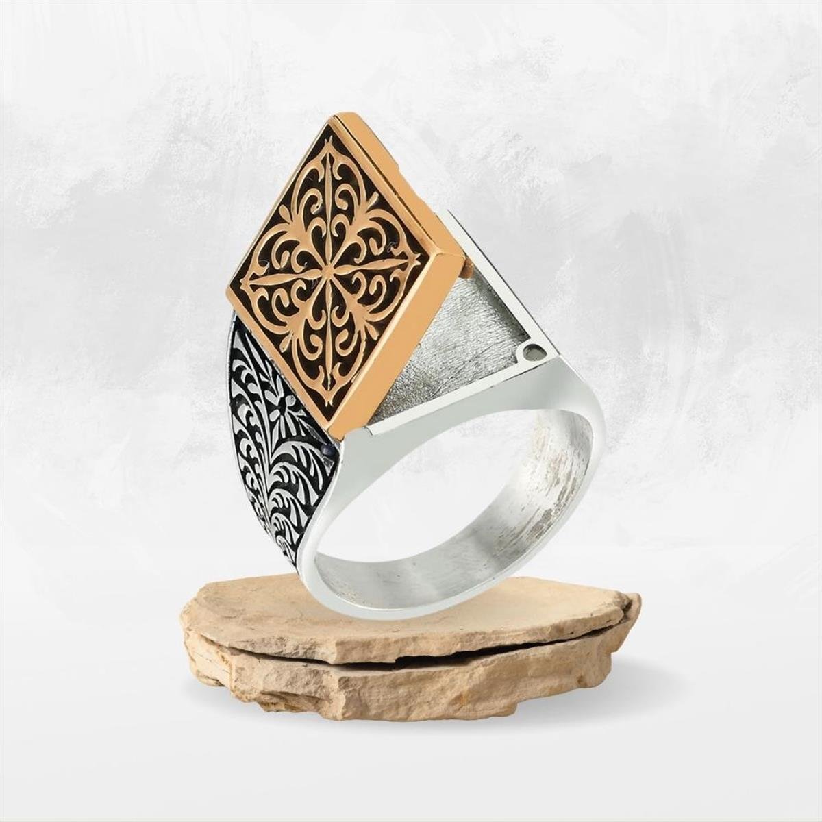 Osmanlı Desenli Açılır Kişiye Özel Gümüş Yüzük