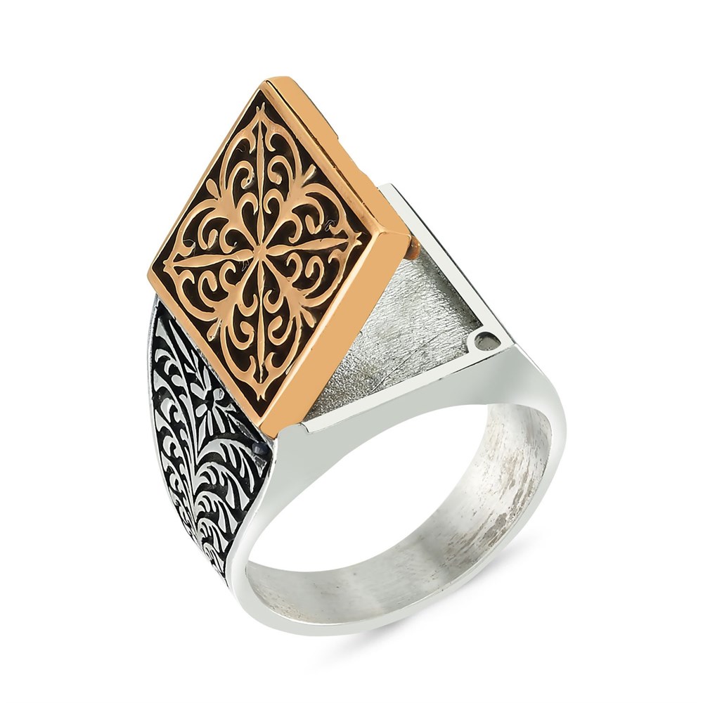 Osmanlı Desenli Açılır Kişiye Özel Gümüş Yüzük