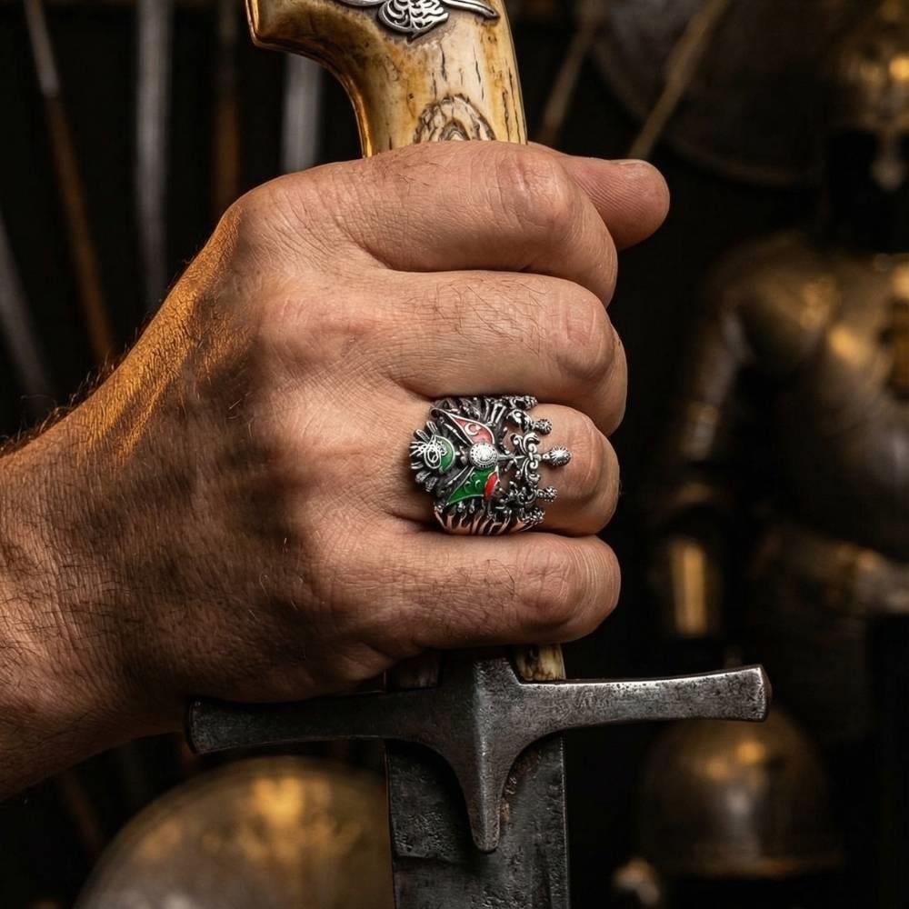 Osmanlı Devlet Armalı Gümüş Erkek YüzükOsmanlı Yüzükleri