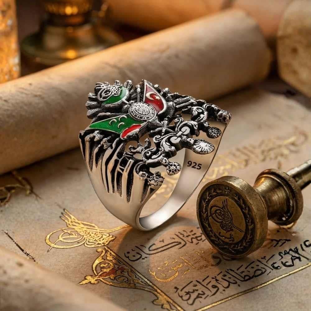 Osmanlı Devlet Armalı Gümüş Erkek YüzükOsmanlı Yüzükleri