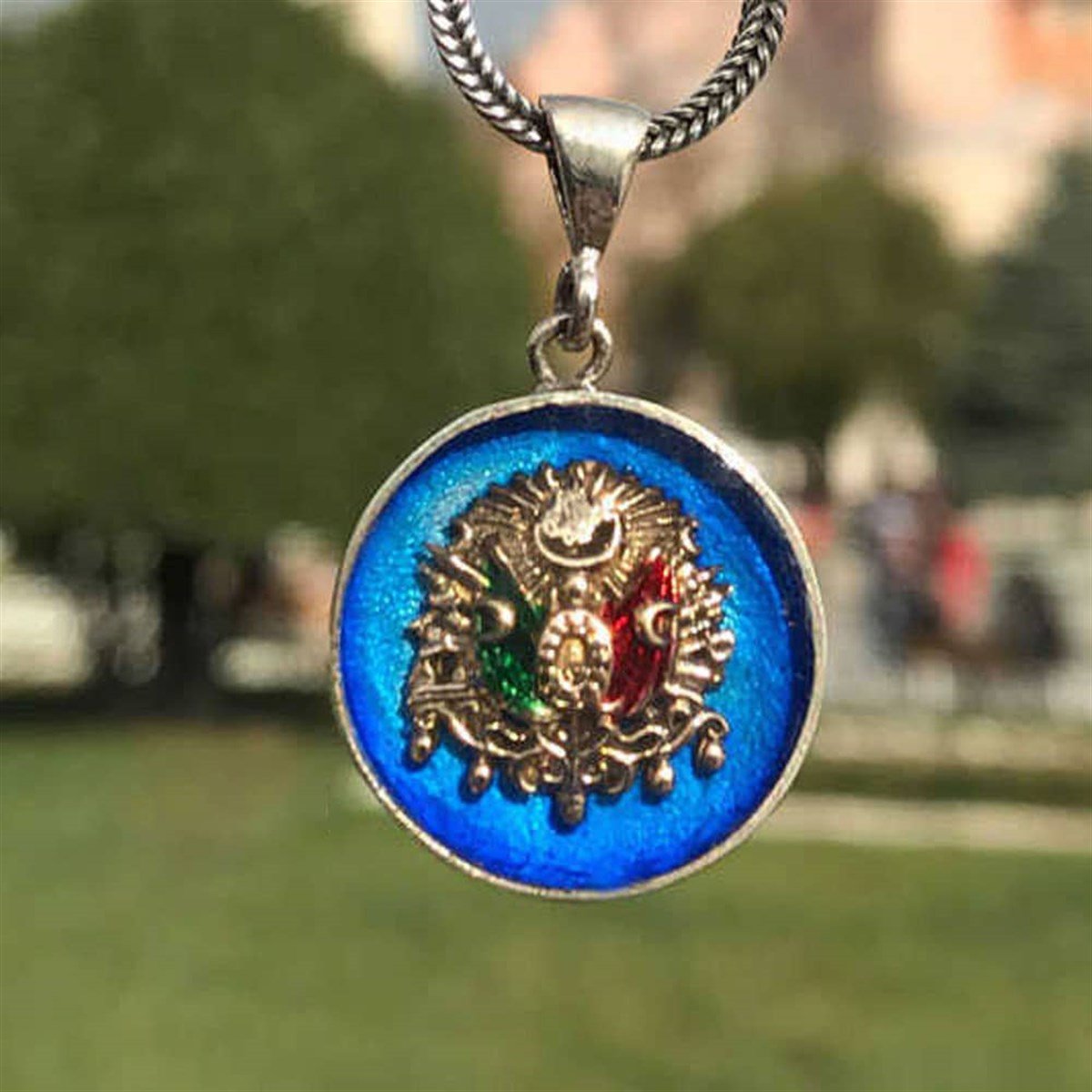 Osmanlı Devlet Armalı Mineli Gümüş Kolye