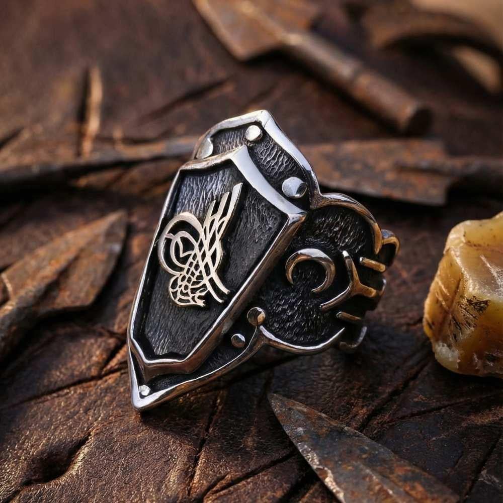 Osmanlı Devlet Tuğralı Zihgir Gümüş YüzükBaşparmak & Zihgir Yüzükleri