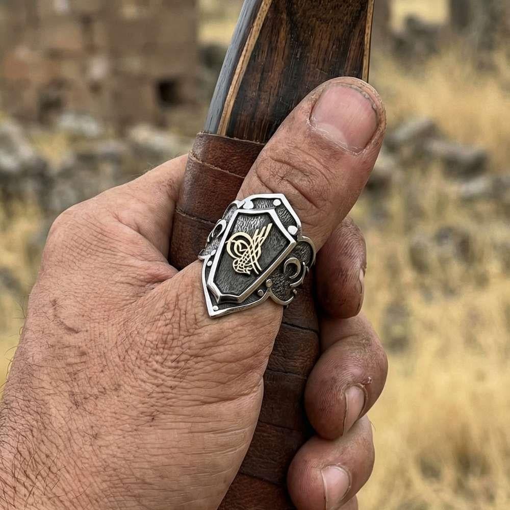 Osmanlı Devlet Tuğralı Zihgir Gümüş YüzükBaşparmak & Zihgir Yüzükleri