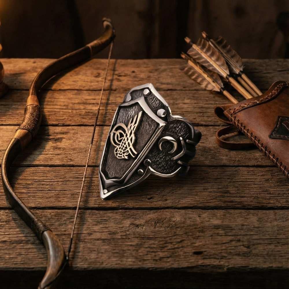 Osmanlı Devlet Tuğralı Zihgir Gümüş YüzükBaşparmak & Zihgir Yüzükleri