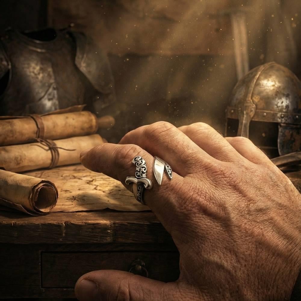 Osmanlı Motifli Zülfikar Kılıcı Gümüş YüzükZülfikar Kılıcı Yüzük