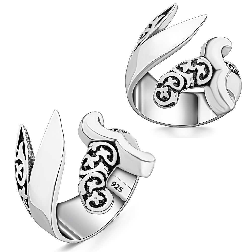 Osmanlı Motifli Zülfikar Kılıcı Gümüş Yüzük