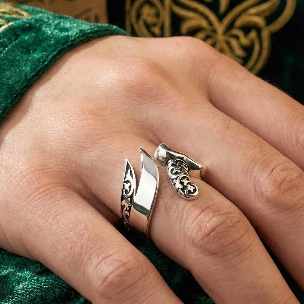 Osmanlı Motifli Zülfikar Kılıcı Gümüş YüzükZülfikar Kılıcı Yüzük