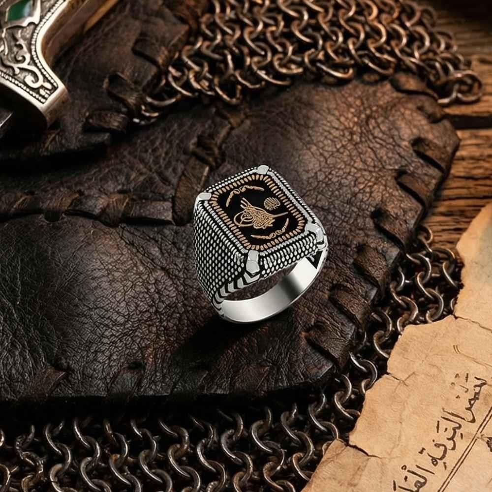 Osmanlı Tuğra İşlemeli Pençe Gümüş YüzükTuğra Yüzük