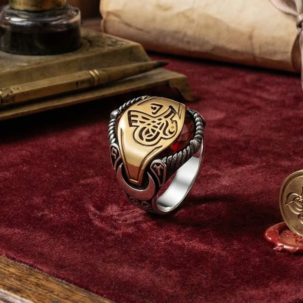 Osmanlı Tuğralı Göktürkçe Türk Yazılı Gümüş YüzükTuğra Yüzük