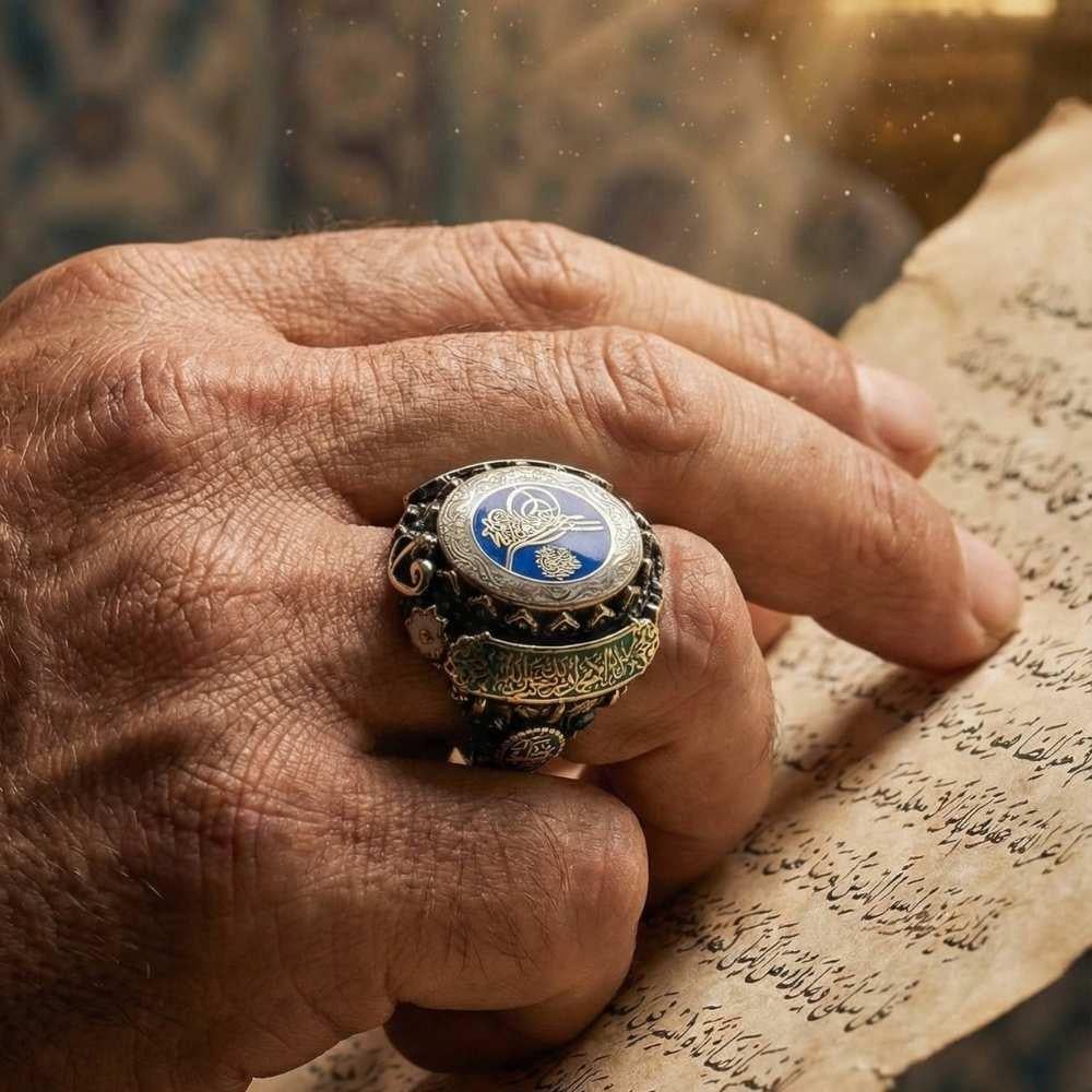 Osmanlı Tuğrası Kelime-i Tevhid Gümüş YüzükTuğra Yüzük