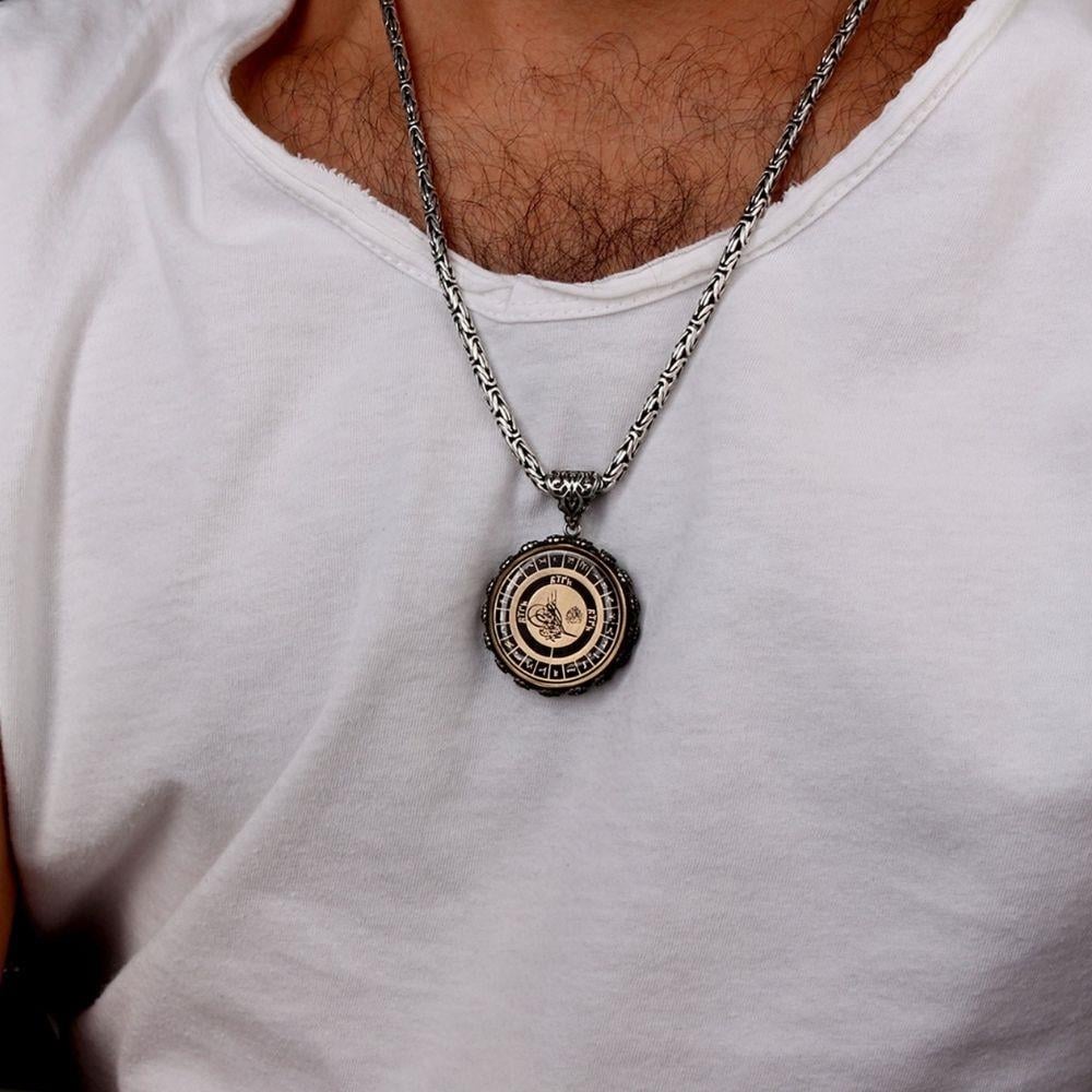 Osmanlı Tuğrası Oğuz Boyu Tamgaları Gümüş Kolye