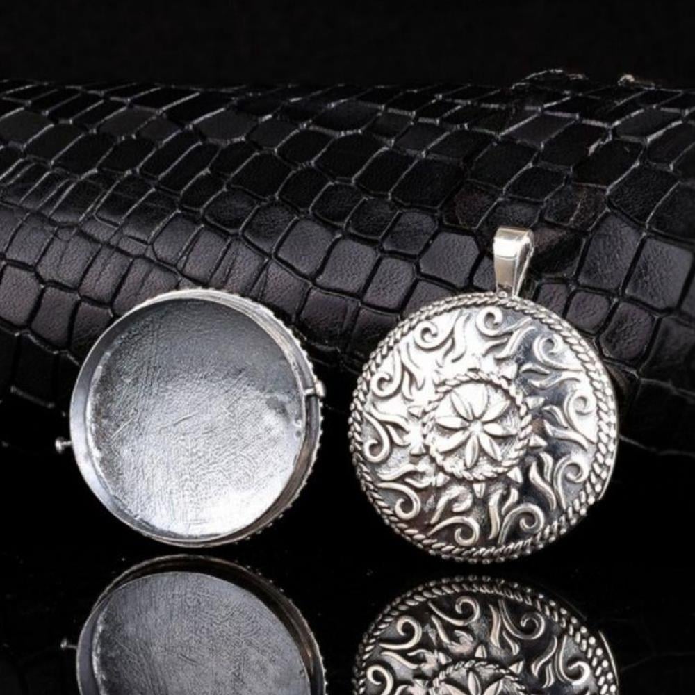 Otantik Oval Açılır Gümüş Muska Kabı Kolye UcuKolye Ucu