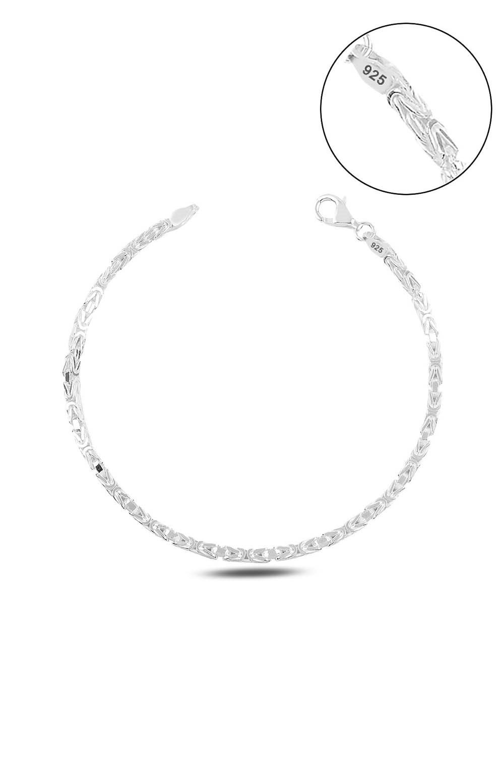 Oval Kral Beyaz Gümüş Bileklik
