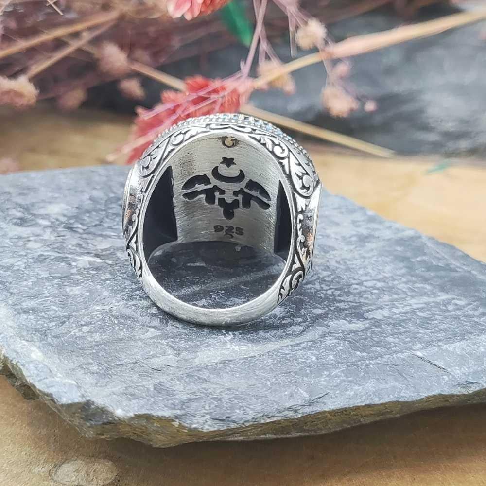 Oval Tasarım Süleyman Mührü Gümüş YüzükSeal of Solomon Ring