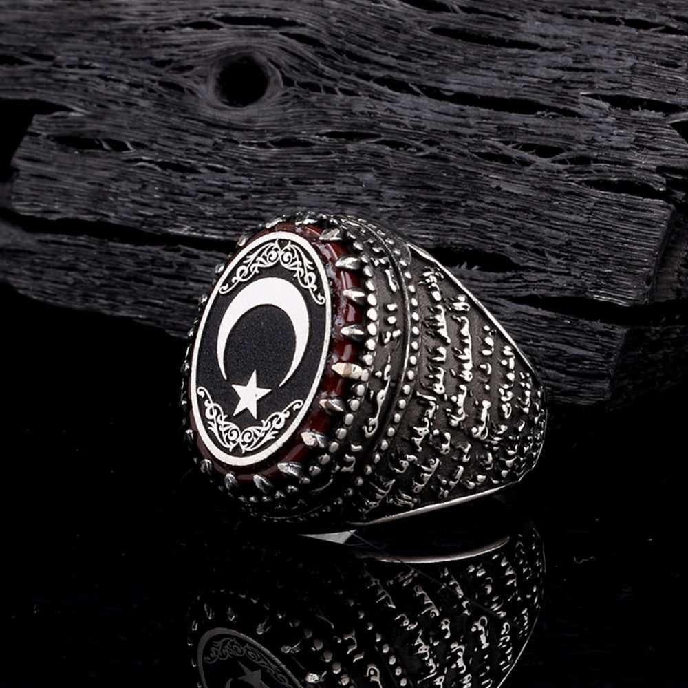 Özel İşçilikli Ay Yıldız Motifli Gümüş YüzükAy Yıldız Yüzük