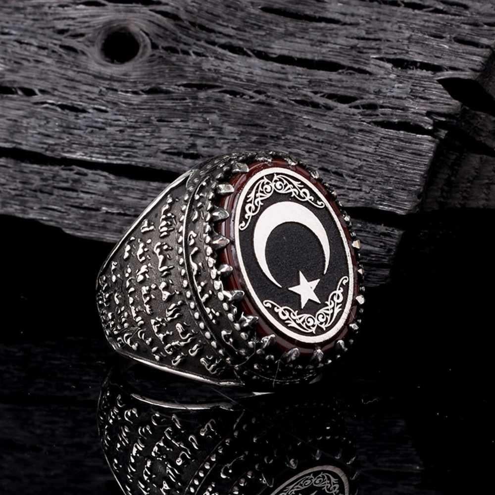 Özel İşçilikli Ay Yıldız Motifli Gümüş YüzükAy Yıldız Yüzük