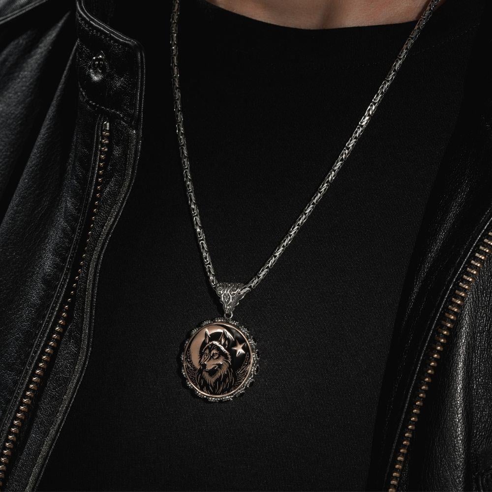 Özel Tasarım Bozkurt Ay Yıldız Gümüş Kolye