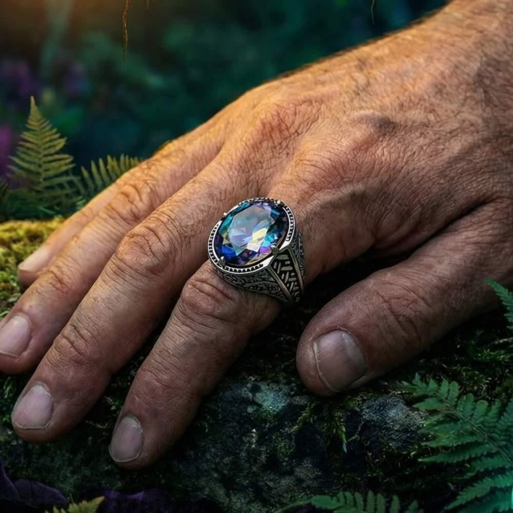 Özel Tasarım Mistik Topaz Taşlı Gümüş YüzükMistik Topaz Taşlı Yüzükler