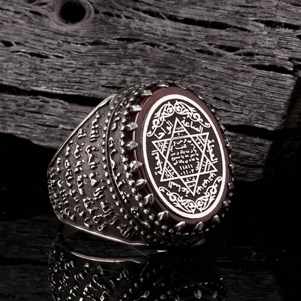 Özel Tasarım Mühr-ü Süleyman Gümüş YüzükSüleyman Mührü Yüzükler