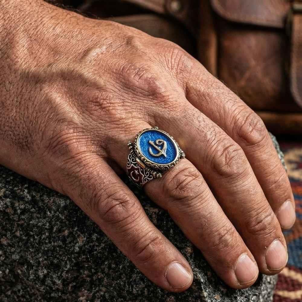 Payitaht Model Elif Vav Yazılı Gümüş Erkek YüzükAlep Waw Ring