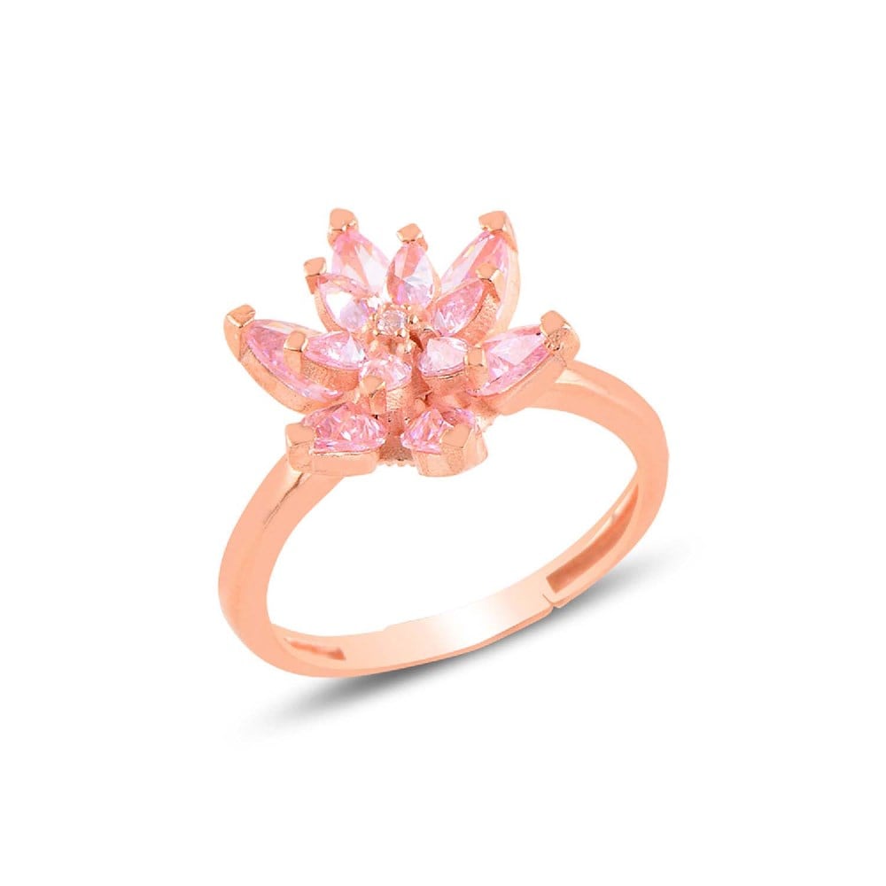 Pembe Lotus Model Gümüş Yüzük