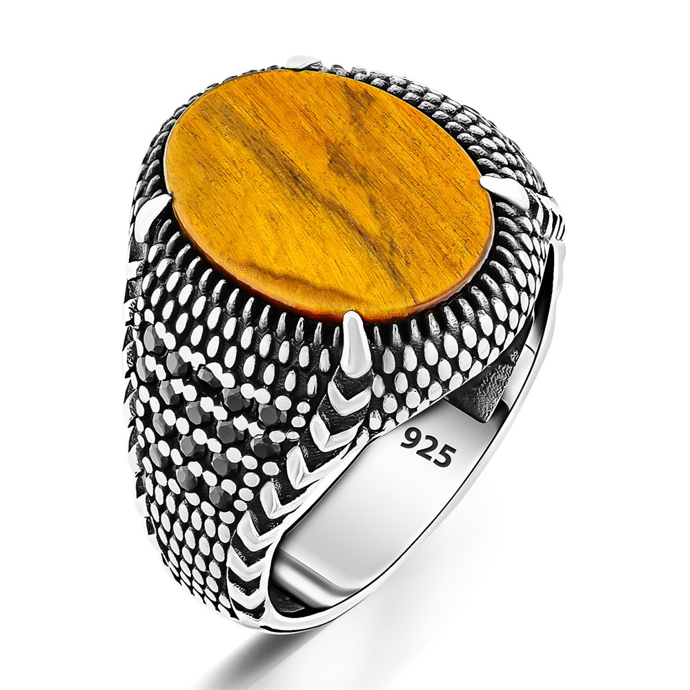 Pençe Model Kaplan Gözü Gümüş Yüzük