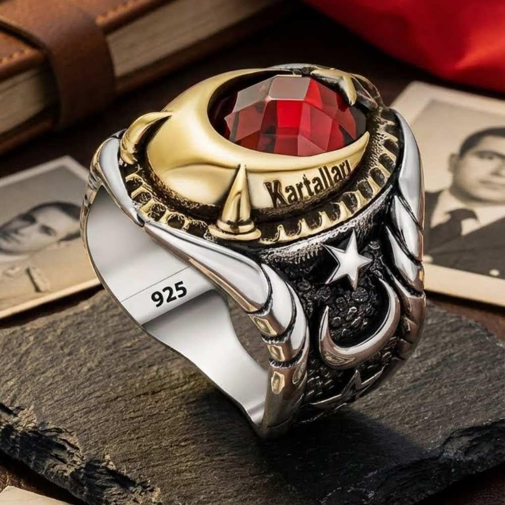 Polis Armalı Taşlı Dönem Devre Gümüş YüzükPolis Yüzükleri