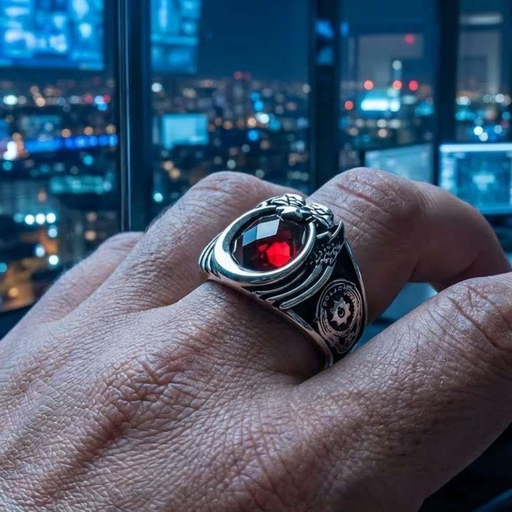 Polis Armalı Zirkon Taşlı Gümüş YüzükPolis Yüzükleri