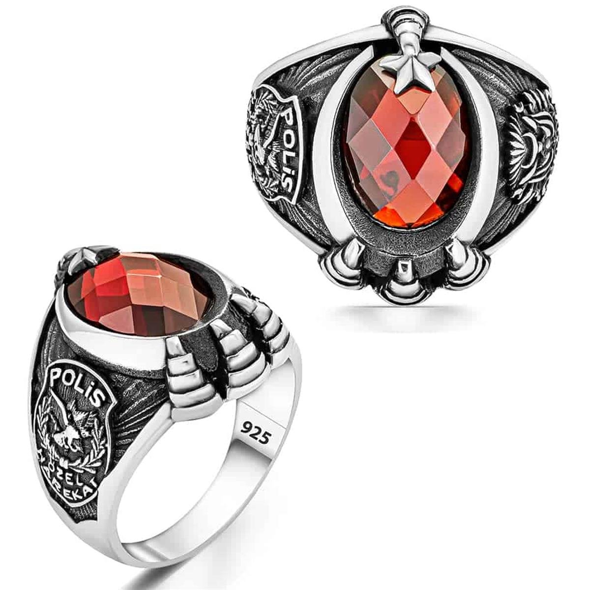 Polis Özel Harekat İşlemeli Erkek Gümüş Yüzük