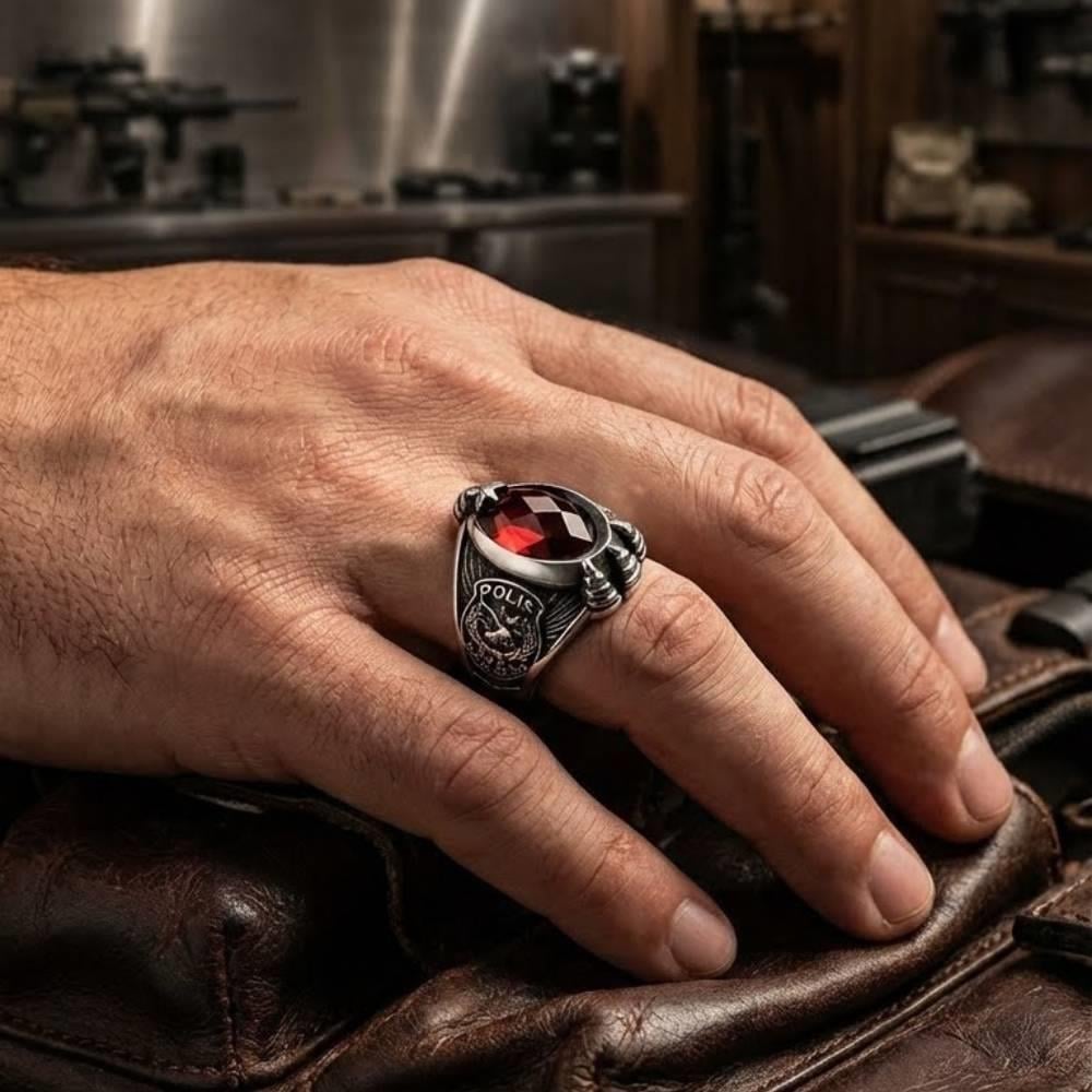 Polis Özel Harekat İşlemeli Erkek Gümüş YüzükÖzel Harekat (JÖH-PÖH) Yüzük