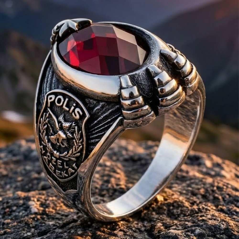 Polis Özel Harekat İşlemeli Erkek Gümüş YüzükÖzel Harekat (JÖH-PÖH) Yüzük