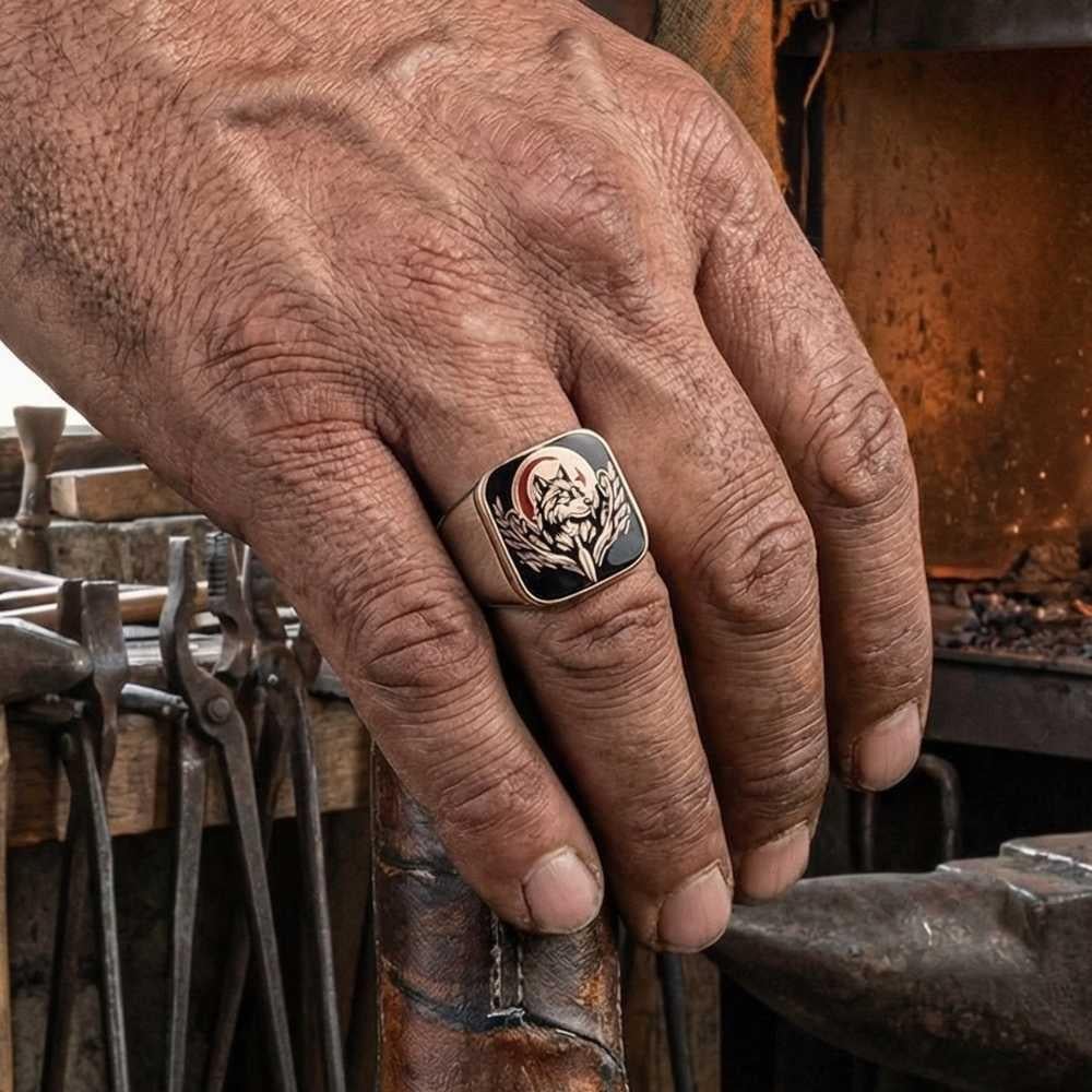 Sade Kasa Bozkurt Türk Bayrağı Gümüş YüzükBozkurt Yüzükleri