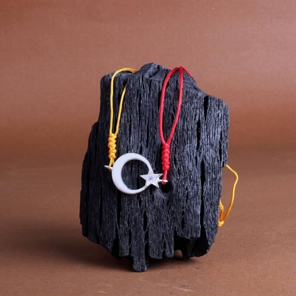 Sarı Kırmızı Ateş Kehribar Tesbih Ay Yıldız Bileklik KombiniKombin