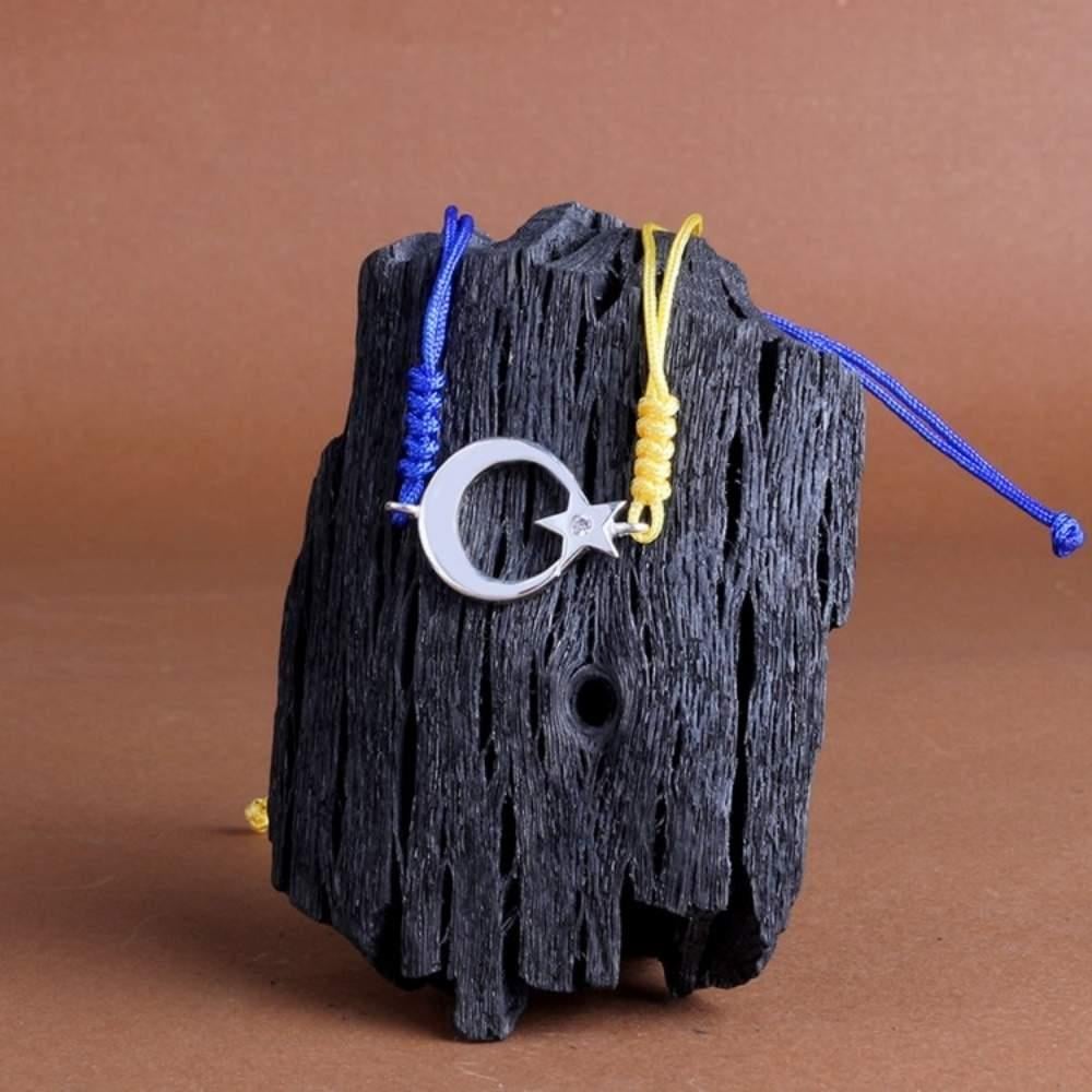 Sarı Lacivert Ateş Kehribar Tesbih Ay Yıldız Bileklik KombiniKombin