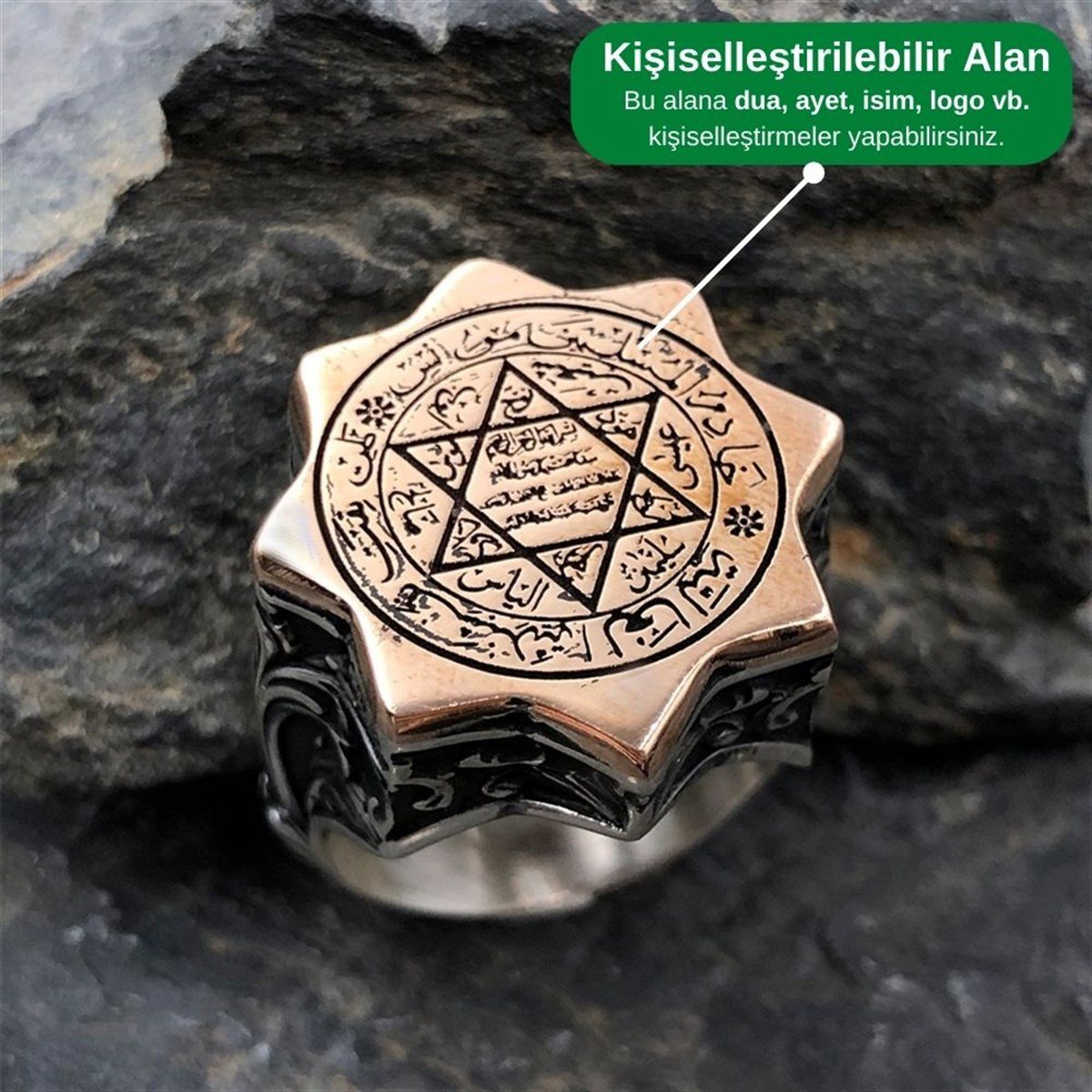 Selçuklu Yıldızı Kişiye Özel Gümüş Yüzük