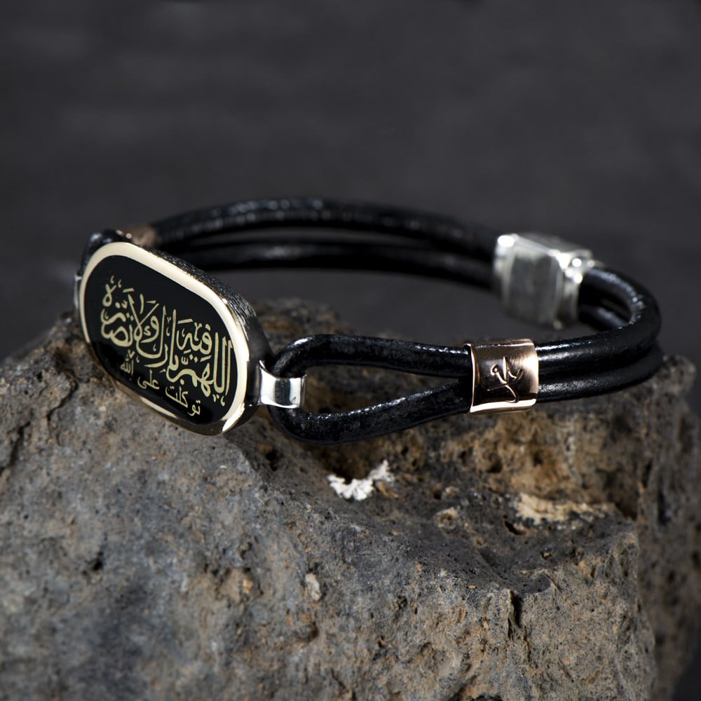 Siyah Mineli Kişiye Özel Gümüş Bileklik