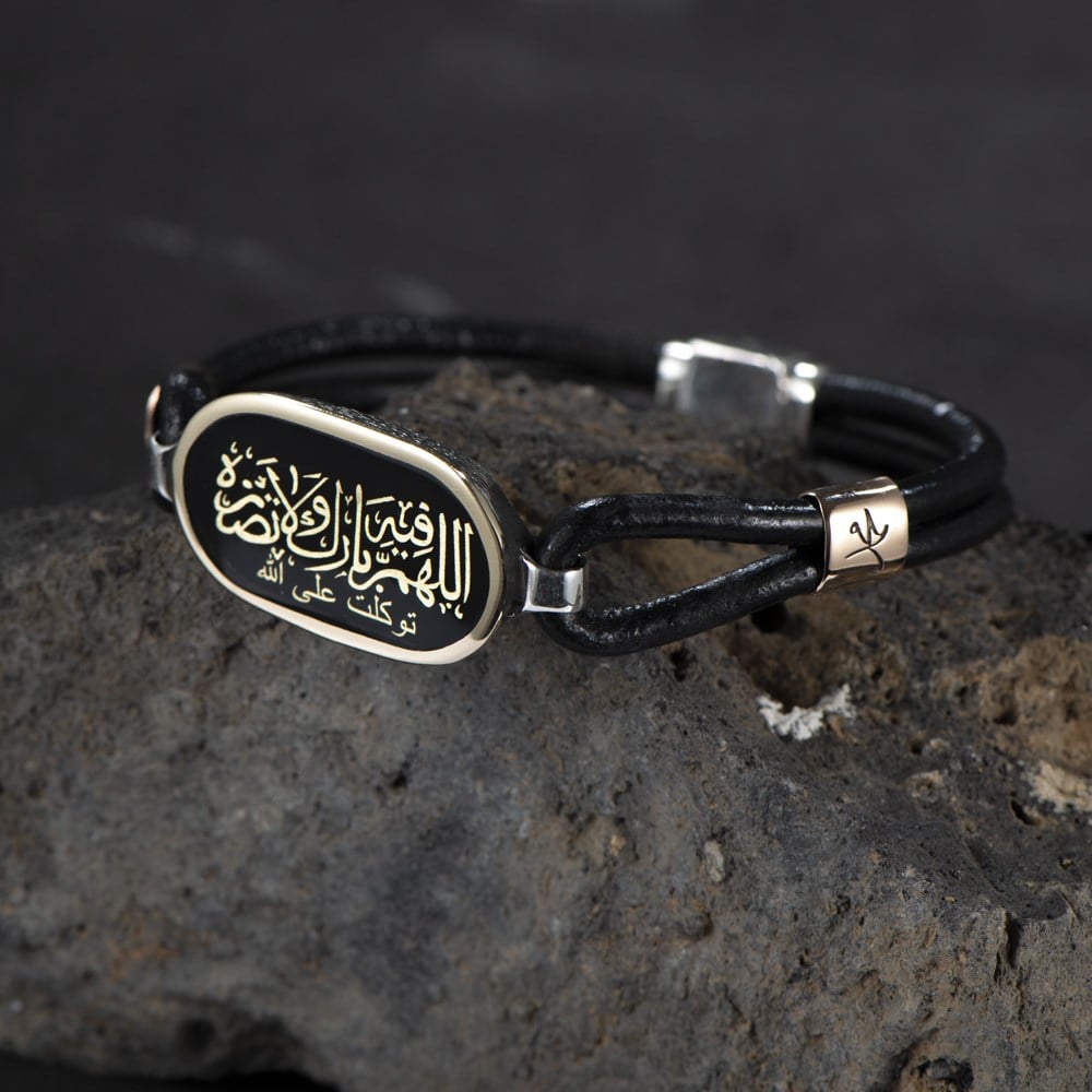 Siyah Mineli Kişiye Özel Gümüş Bileklik
