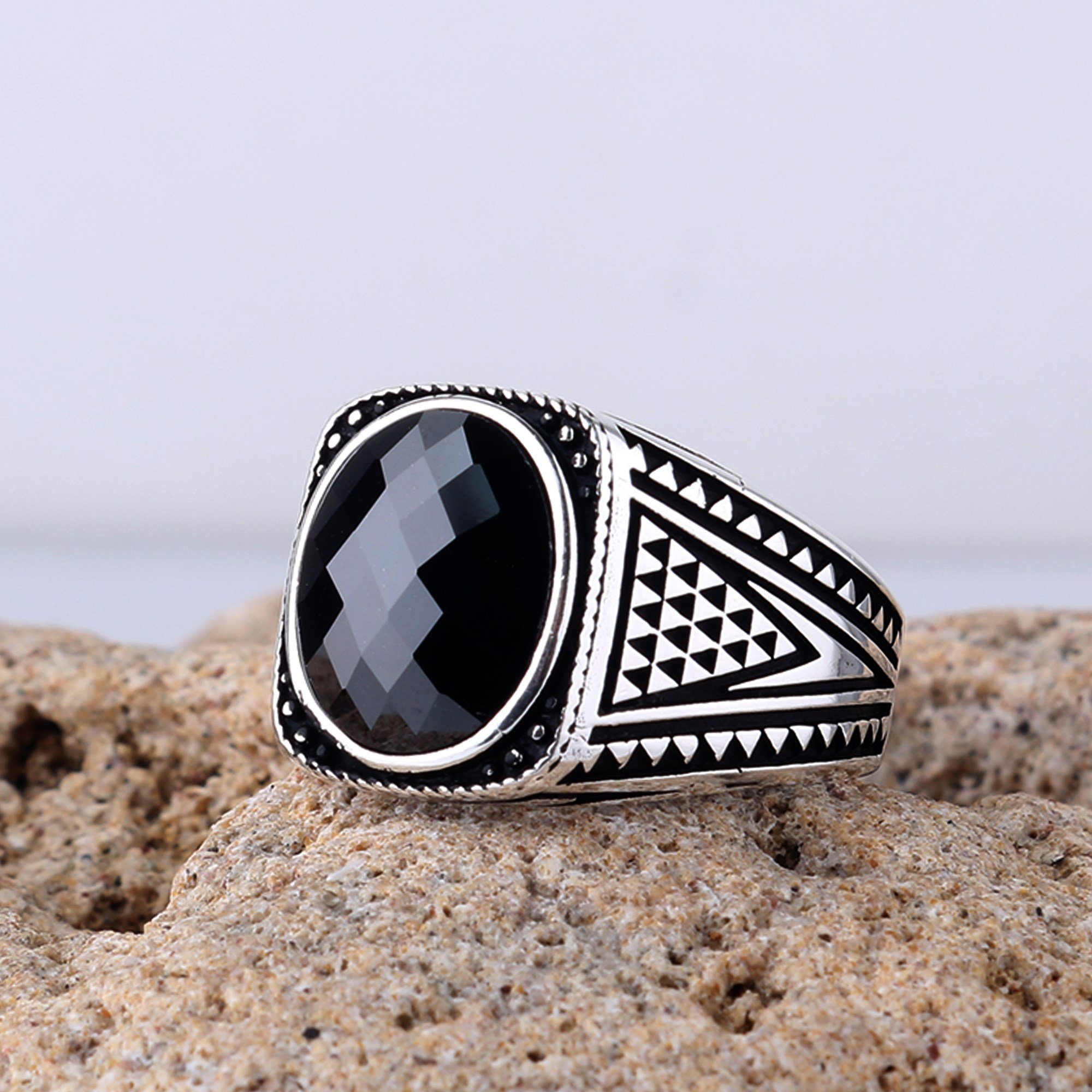 Siyah Renk Zirkon Taşlı 925 Ayar Gümüş YüzükZircon Stone Ring