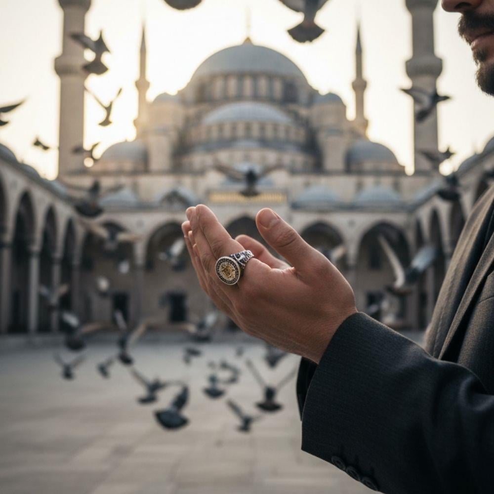 Süleyman Mührü Tuğra Model Gümüş YüzükSüleyman Mührü Yüzükler