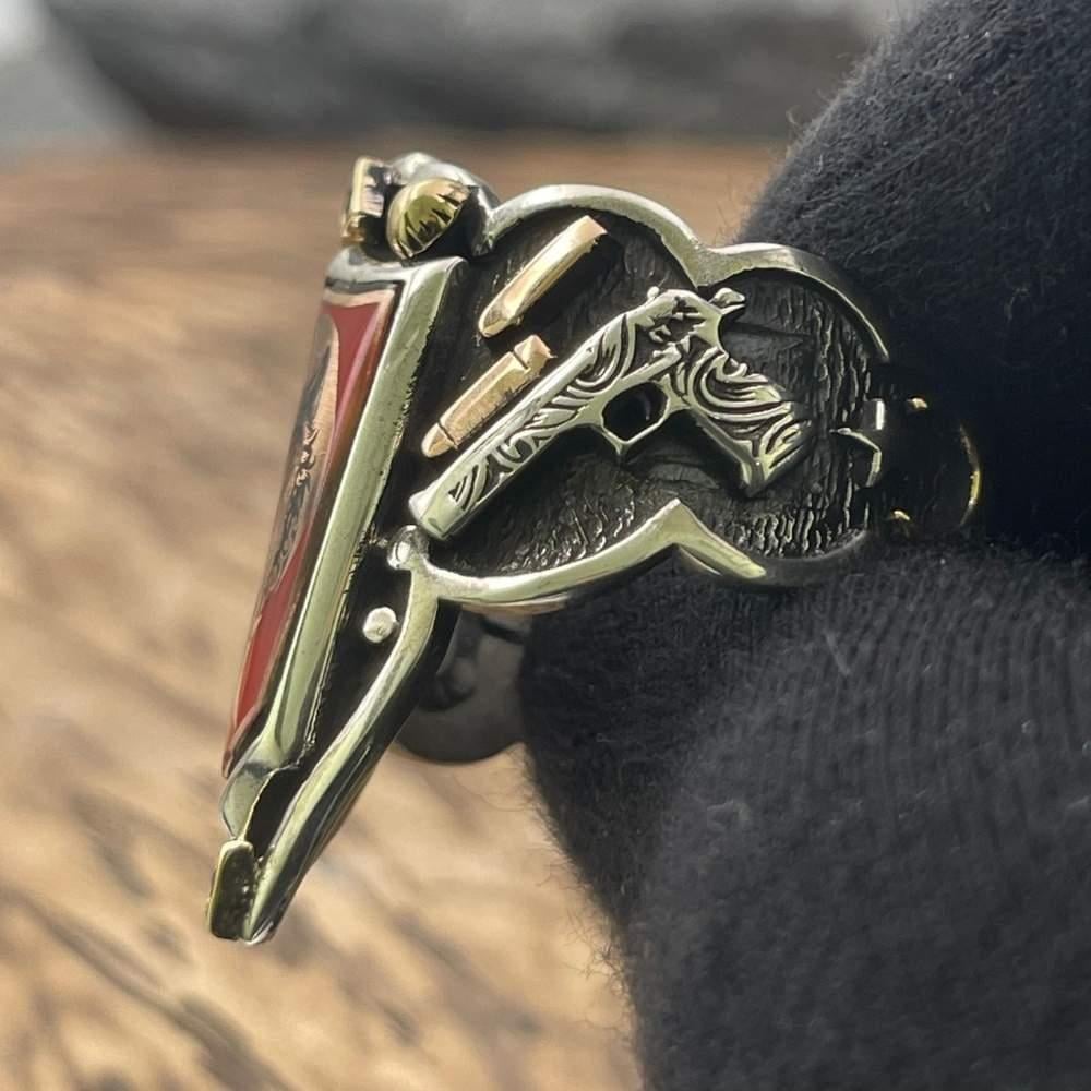 Tabanca İşlemeli Bozkurt Gümüş Zihgir YüzükBaşparmak & Zihgir Yüzükleri