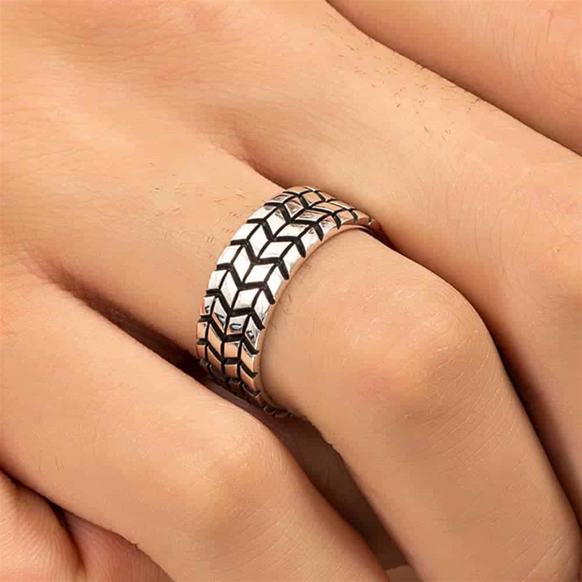 Handmade Band Mens Wedding Silver Ring