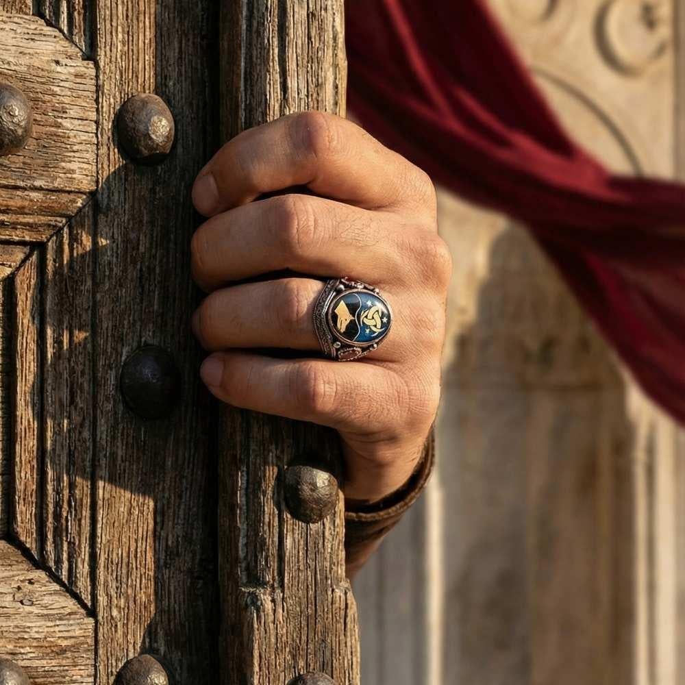 Teşkilat-ı Mahsusa Bozkurt İşlemeli Gümüş Erkek YüzükTeşkilat-ı Mahsusa Yüzük