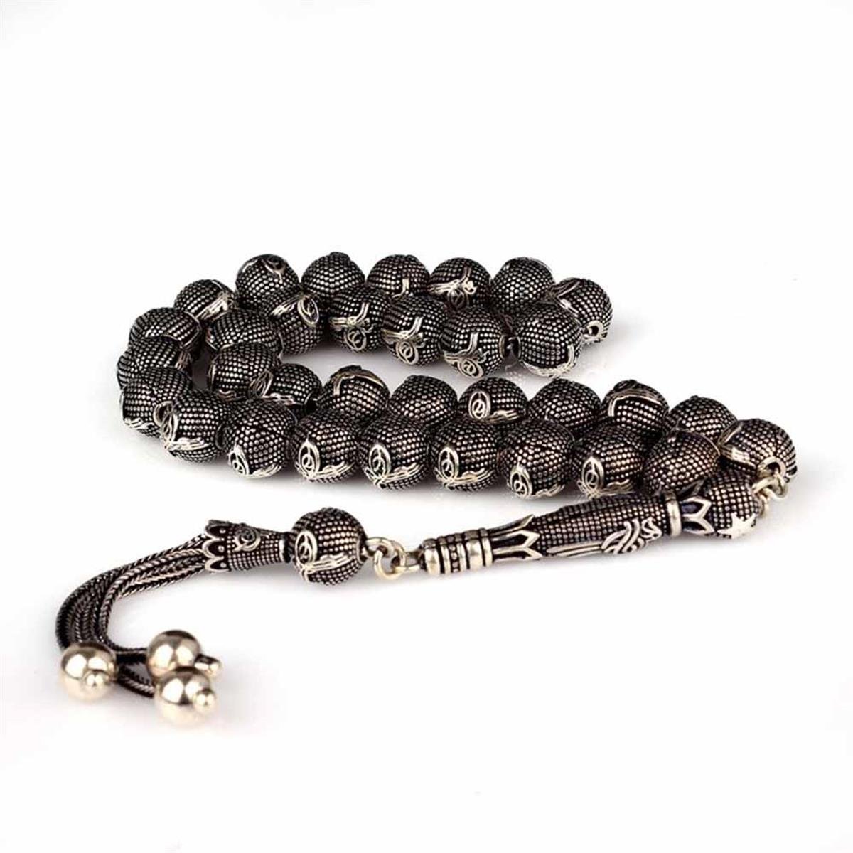 Tuğra Model Tamamı 925 Ayar Gümüş Tesbih