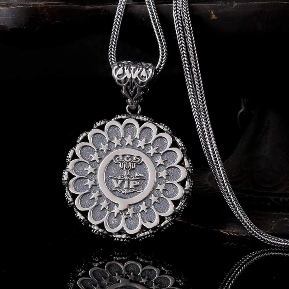 Tuğralı 4 Sure İşlemeli Gümüş KolyeDualı Kolye