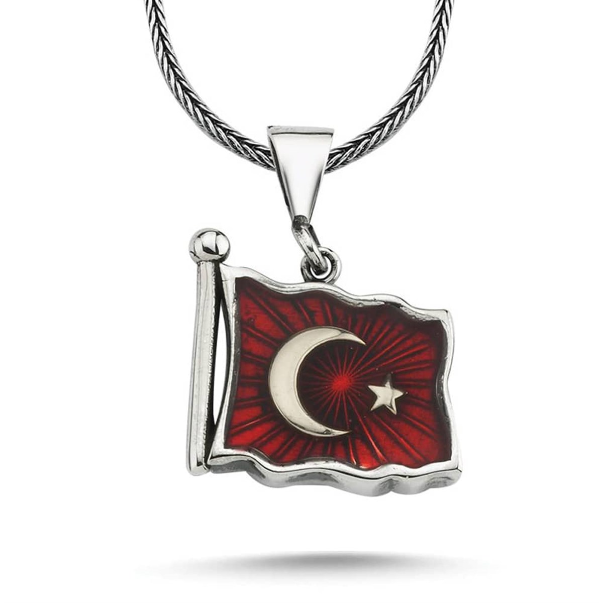 Türk Bayrağımız Gümüş Kolye