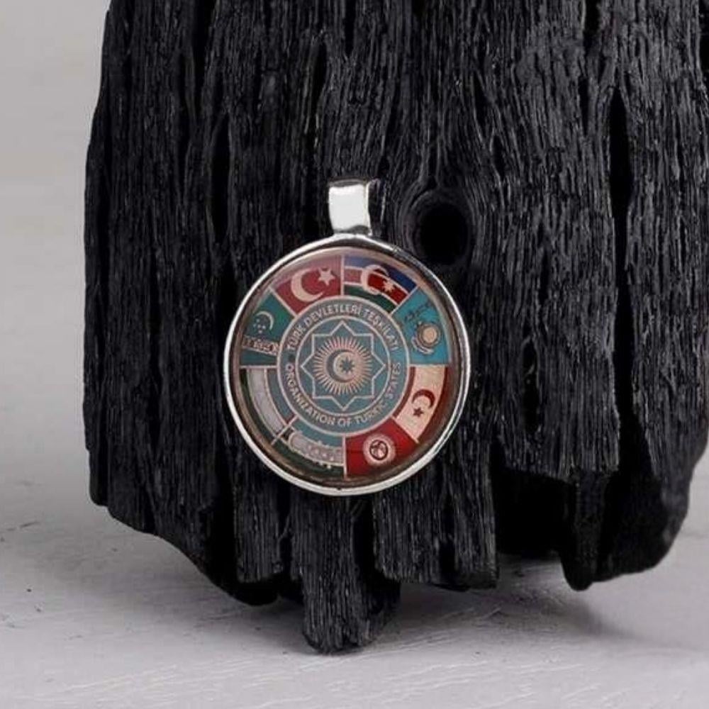 Türk Devletleri Teşkilatı Bayrakları Gümüş Kolye UcuKolye Ucu