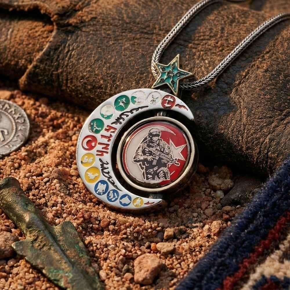Türk Devletleri Teşkilatı Dönen Tasarım Gümüş Kolye16 Türk Devleti Kolye