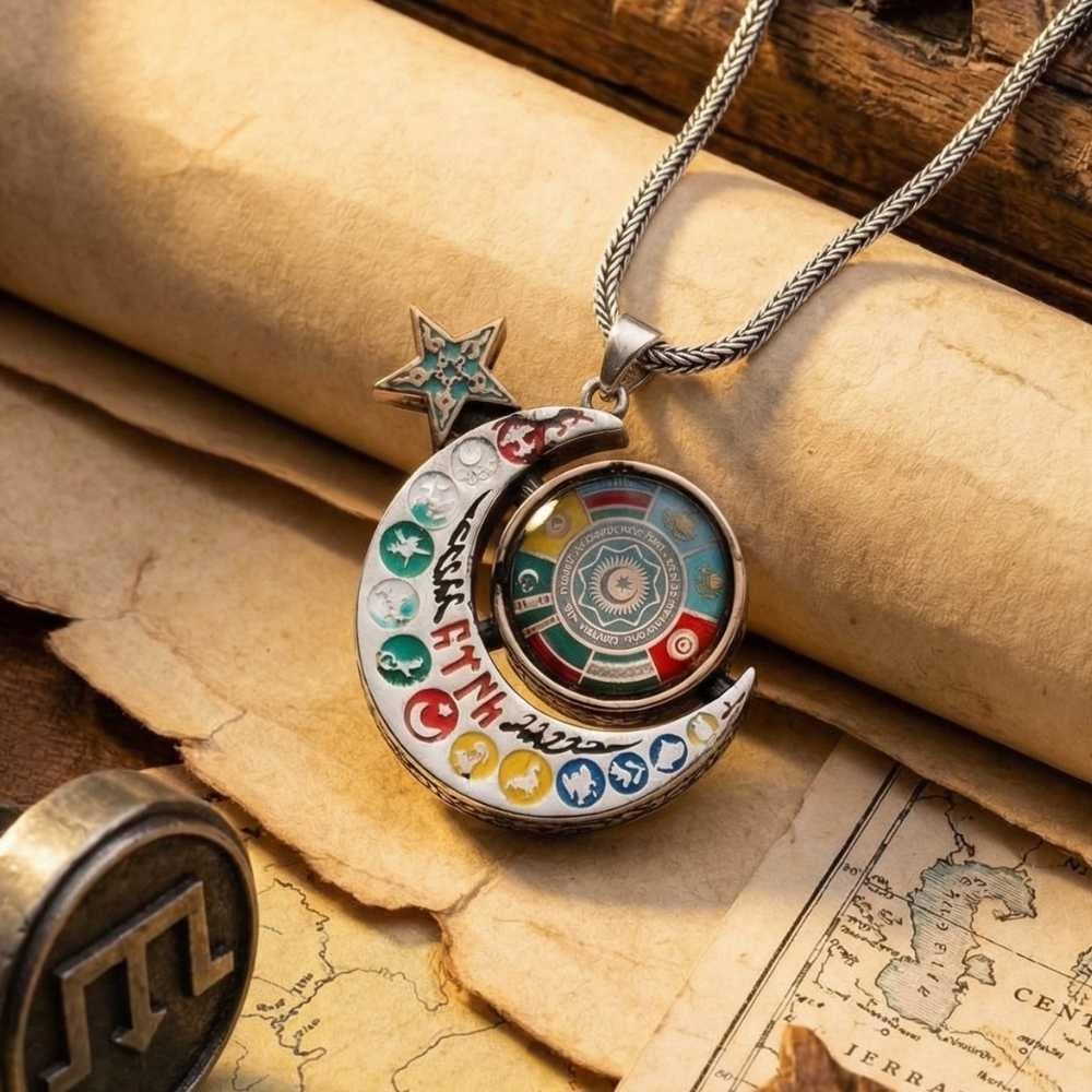 Türk Devletleri Teşkilatı Dönen Tasarım Gümüş Kolye16 Türk Devleti Kolye